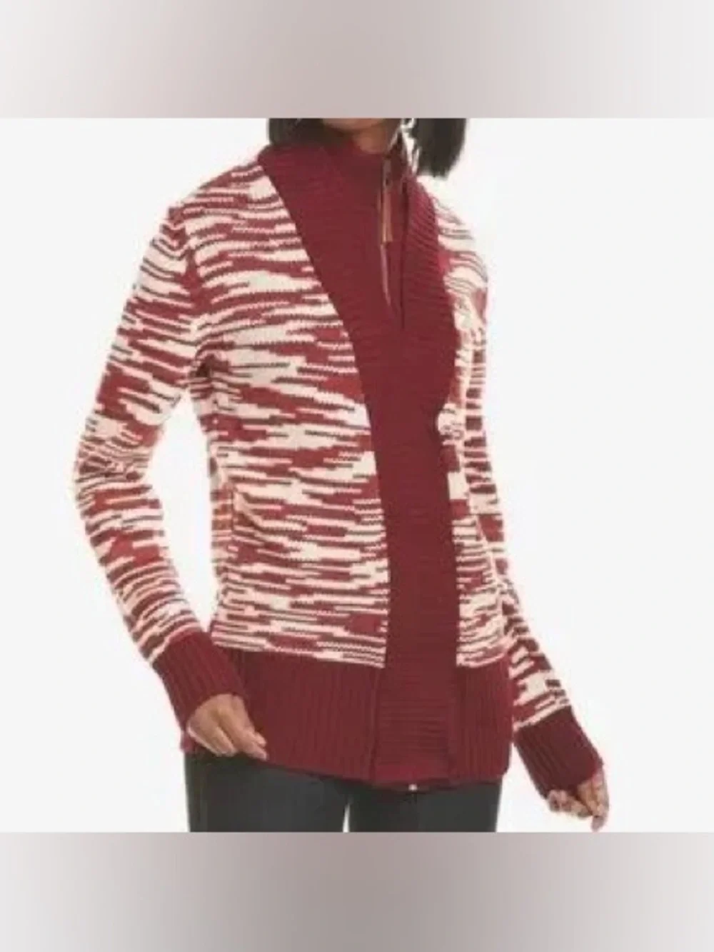 Tory Burch Olivia Wool Zip Front Cardigan Sweater small